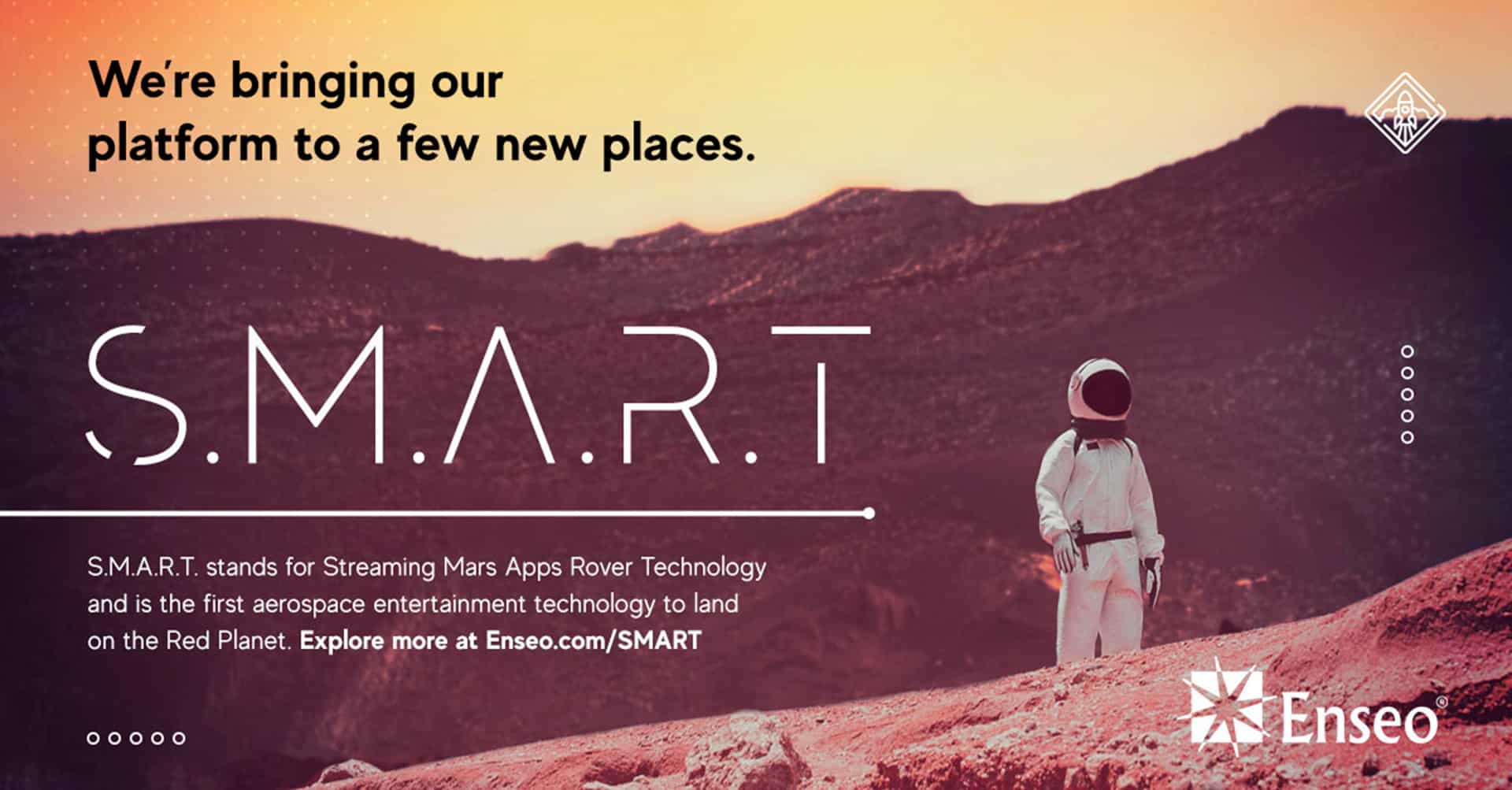 Image of Mars with an astronaut standing on the planet surface that says: We're bringing our platform to a few new places. S.M.A.R.T