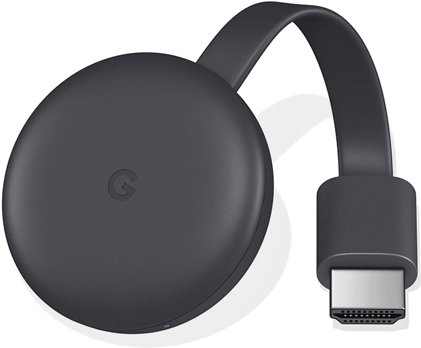 ChromeCast device. A small, black, disk with the Google logo and an hdmi connector. Used in Enseo's Nevaya Cast solution.