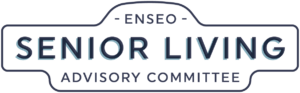 A logo with the words “Enseo Senior Living Advisory Committee.” The committee meets regularly to provide feedback for the future of technology in senior living communities to meet the needs of senior citizens.